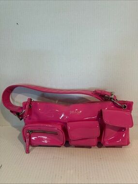 Matt & Nat Patent Hot Pink Shoulder Bag with Multiple Front Pockets